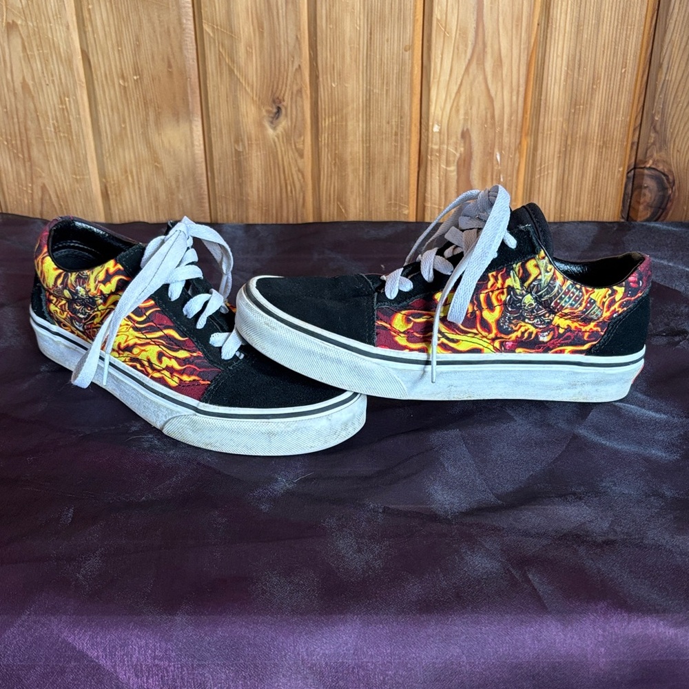 Vans Flames with Skull Shoes